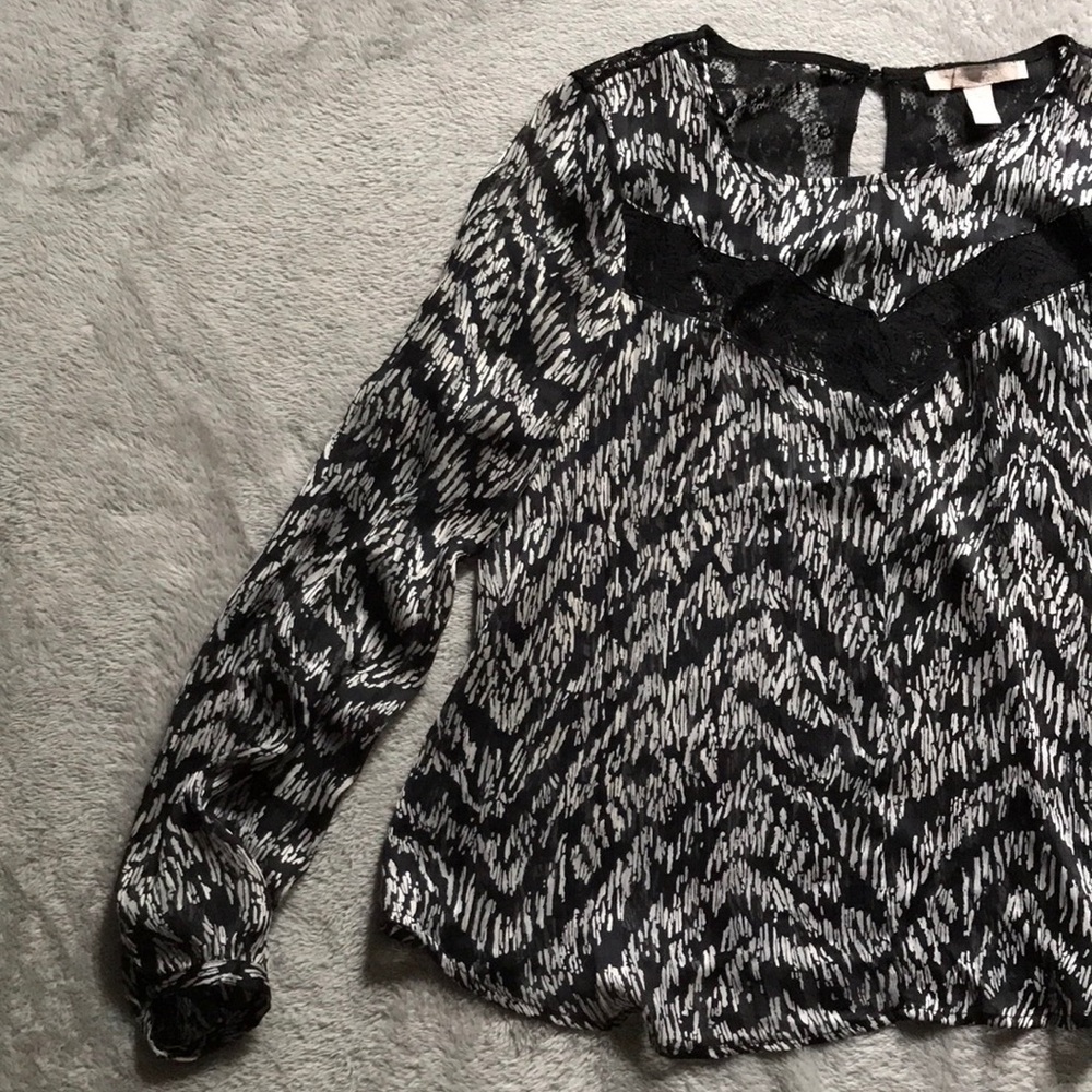 NWOT Forever 21 Sheer, Lace Cut Blouse